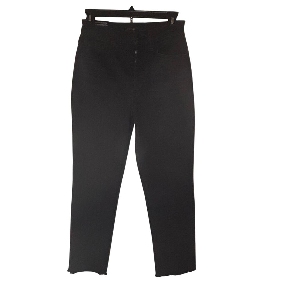 New Joe’s Black Straight Ankle Jeans (The OG) size 23 with fringe on ankle